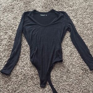 Abercrombie & Fitch Black Fitted Long Sleeve Bodysuit